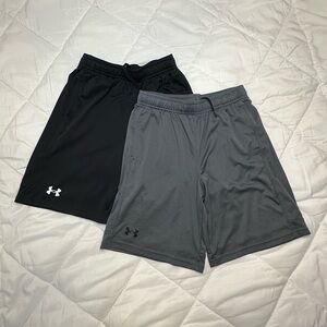Under Armour Boy’s Athletic Shorts 2 Pairs 1 Black and 1 Gray Size YL